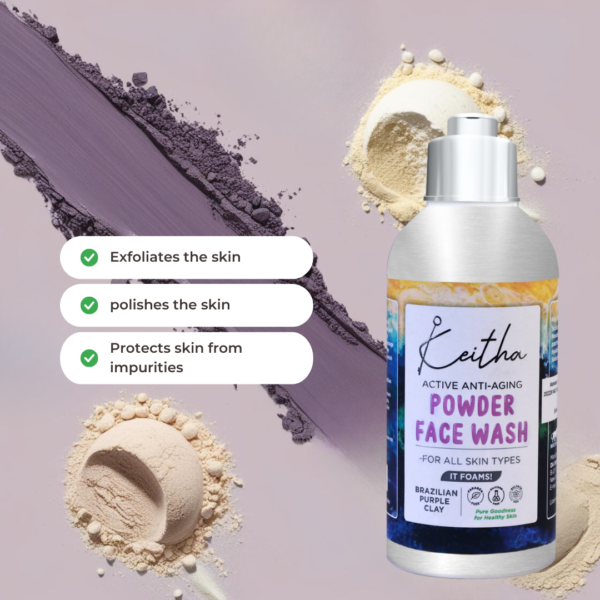 Keitha Unique Active Anti Aging Brazilian Purple Clay Powder Face Wash for Unisex - Image 5